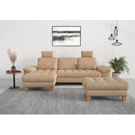 sit&more Ecksofa SIT & MORE "Westham L-Form", braun (macciato), B:275cm H:88cm T:172cm, 100% Polyester, Sofas, Ecksofa, mit Recamiere, mit oder ohne Bettfunktion, Bettkasten, Füße Eiche