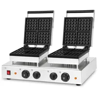 VERTES Waffeleisen belgische Waffel doppelt, 8 Waffeln gleichzeitig, 160 Stück pro Stunde, regelbar 0-300°C, Timer, teflonbeschichtet, Belgisches Waffeleisen, Edelstahlgehäuse, Waffle Maker 3200 Watt