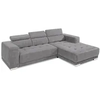 SOMETA Ecksofa Cocoon Samt Stoff Grau Grey
