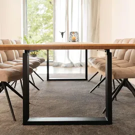 Home Deluxe – Esstisch-set Avencia mit 8 Stühlen Noda Grau / Braun - Farbe: Light Oak, Maße: 240 x 76 x 120 cm, U-fuß I Essgruppe Ausziehtisch... - Braun