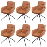 Mendler 6er-Set Esszimmerstuhl HWC-K32, Küchenstuhl Lehnstuhl Stuhl, drehbar Auto-Position, Stoff MVG Wildleder-Optik braun - Braun