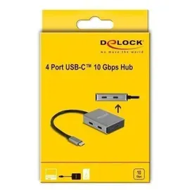 DeLock USB 10 Gbps 4 Port USB Type-C Hub mit USB Type-C - Schwarz/Grau