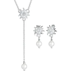 Elli 2er Set Edelweiss Perle Tracht 925 Silber Schmuck-Set   Damen 