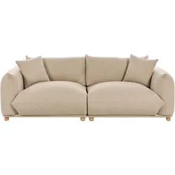 3-Sitzer Sofa hellbeige mit Kissen LUVOS