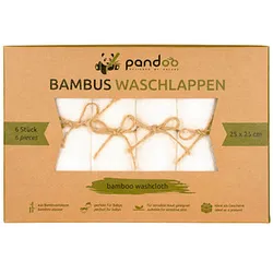 pandoo Waschlappen Bambus weiß 25,0 x 25,0 cm, 6 St.