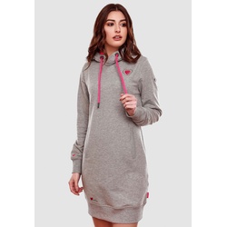 NAVAHOO Damen Sweatkleid Strickkleid mit Kontrastfarbenen Details Kirschblüte Kirschblüte