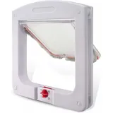 Katzenklappe für Katzen Hunde Kleine Katzenklappe Tür Mikrochip 4-Wege Verschließbar Einfach zu Installieren Weiß