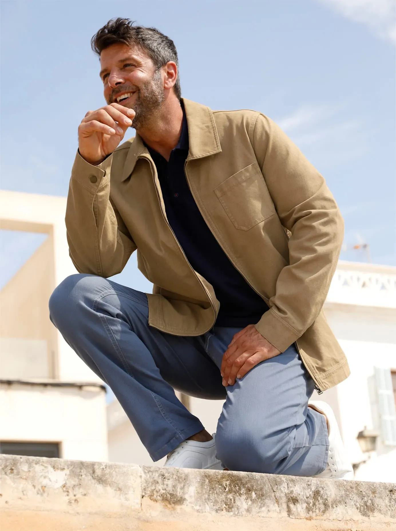 Blouson MARCO DONATI, Herren, Gr. 58, camel, 100% Baumwolle, unifarben, Jacken Blouson