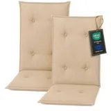 Pillows24 - Hochlehner Auflagen 2er Set - 120x50cm – 8cm Dick - Premium-Material 200gsm, UV- & Wasserabweisend | Gesteppte Sitzauflagen Hochlehner | Gartenstuhlauflagen für Gartenmöbel | Cappuccino