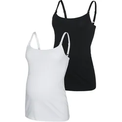 Umstandstop MAMALICIOUS "MLKERRIE STRAP JRS TOP 2F 2-P NOOS", Damen, Gr. XL (42), schwarz (schwarz pack:snow weiß), Jersey, Obermaterial: 95% Baumwolle, 5% Elasthan, unifarben, modisch, regular fit, Rundhals, Tops