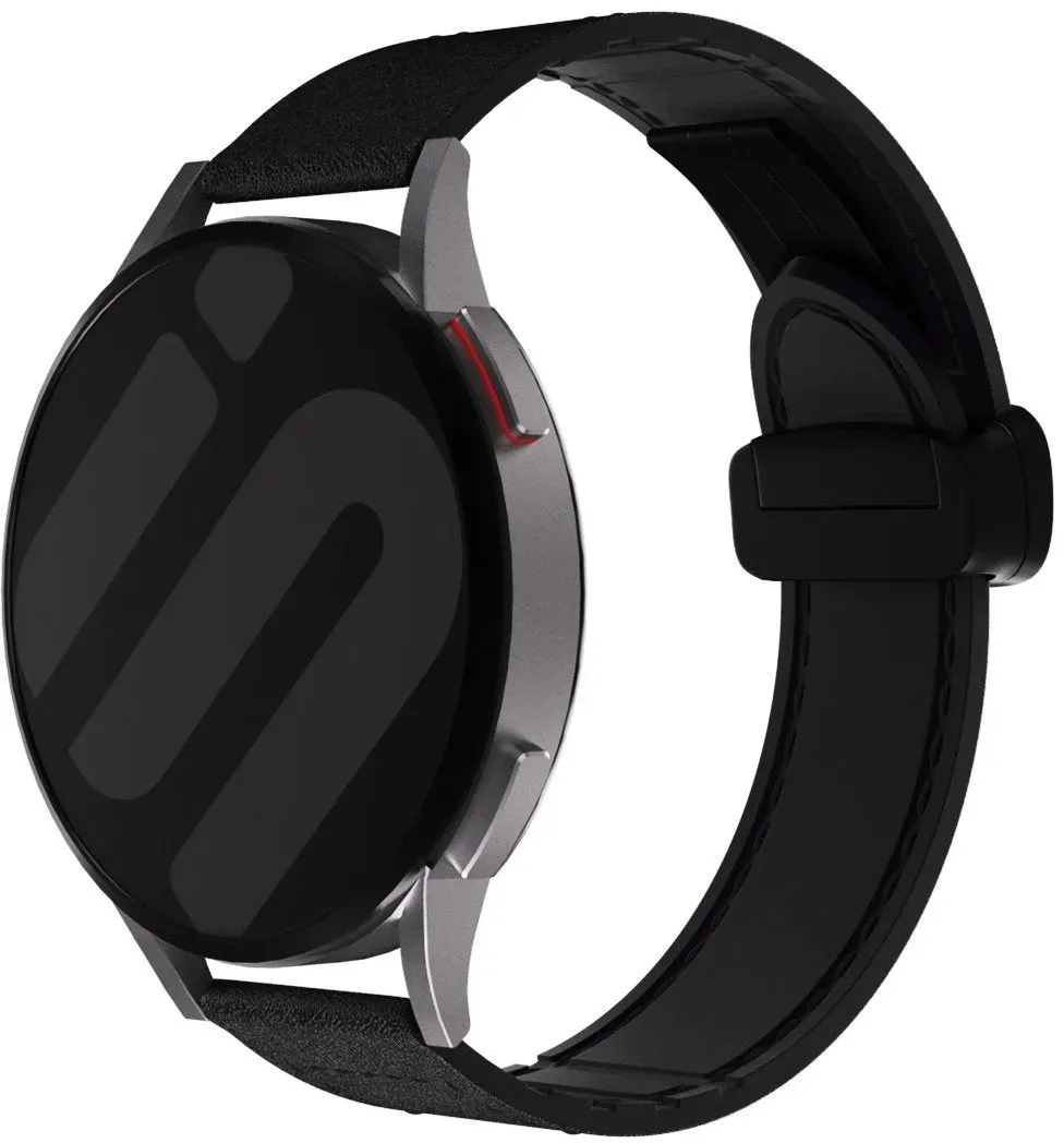 Strap-it Honor Magic Watch 2 Armband Leder für Honor Magic Watch 2 - 46mm - Schwarz - Dornschließe