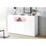 INOSIGN Sideboard »Real,Vitrine,Kommode,Schrank,Breite 130 cm komplett hochglanz lackiert«, mit 3 Türen davon 2 abgerundet, die ein ovales offenes Fach bilden