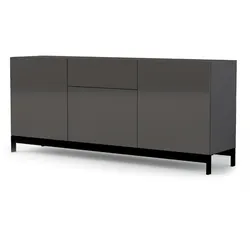 Dmora Kommode Tito, Küchen-Sideboard mit 3 Türen und 1 Schublade, Wohnzimmer-Buffet, 100 % Made in Italy, cm 170x40h47, Anthrazit glänzend