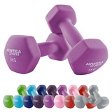 Miweba Sports Neopren Hantelset NKH100 | Profi Hantel - Hexagon Hanteln Set - Kurzhanteln - Kurzhantel Set - Gymnastikhanteln - Hantel Set - Dumbbell - 0,5-10 Kg (2X 5.0 kg, Pink)