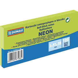 Donau Elektronik DONAU Notes Würfel Haftnotizen Neon-Grün Selbstklebende Haftnotizzettel Sticky Notes 38x51mm, 3x100 Blatt, Notizblock klebend für Büro Schule