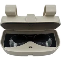 Glorytame Brillenhalter für Auto Sonnenblende, Auto Sonnenbrille Brillenetui Brillenbox Aufbewahrung, Sonnenbrillenhalter Brillenetui,Innenraum Autozubehör Gelten für alle AUT (Beige)