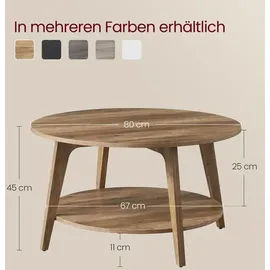 VASAGLE Couchtisch Weiß MDF 80 x 45 cm