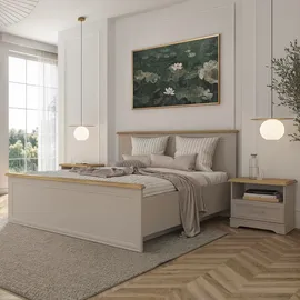 petits-meubles Bett mit Bettkasten 160 x 200 cm Beige