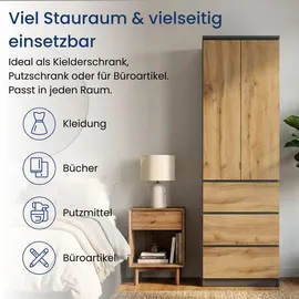 home collective Kleiderschrank 50 x 40 x 180 cm Anthrazit/Eiche