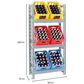 Proregal Getränkekistenregal Getränkeregal Tegernsee HxBxT 160 x 80 x 30 cm 6 Kästen Grau