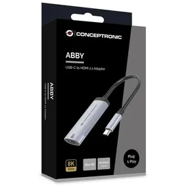 Conceptronic ABBY23G USB-C-auf-HDMI-2.1-Adapter, 8K60Hz, USB Typ-C, HDMI-Ausgang,