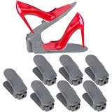Relaxdays Schuhstapler verstellbar, Schuhorganizer für hohe & flache Schuhe, rutschfest, H 11,5-20cm, dunkelgrau