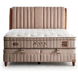 Bambi Pointhome Bambi Boxspringbett Set 90 x 200 H3, Kapok Naturel Schlafzimmerbett, 1 x Matratze, 1 x Bettkasten, 1 x Bettkopfteil - Beige