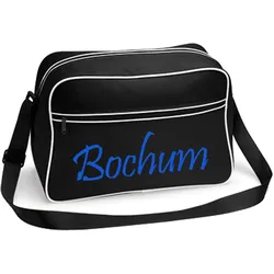 multifanshop Retrotasche - Bochum - Schriftzug - Druck blau - Tasche