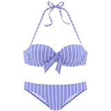 VIVANCE Bügel-Bandeau-Bikini, Damen blau-creme, Gr.34 Cup A,