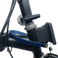 TWTOPSE Handgefertigter Leder-Schnellverschluss-Griff für Brompton-Klappfahrrad, Vorderradträgerblock, Rindsleder-Zuggurt (blauer Riemen)