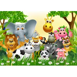 Fototapete PAPERMOON "Tiere Kinderbild", bunt, B:5,00m L:2,80m, Vlies, Tapeten