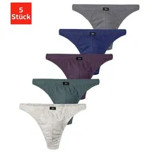H.I.S. H.I.S String »Herren Unterhose«, (Packung, 5 St.), in Baumwollstretch-Qualität, Gr. 4 (S), grau-meliert, blau-grün, aubergine, blau, anthrazit, , 52245836-4