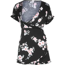 bonprix Umstands-Tunika / Still-Tunika geblümt, schwarz, 32/34 (XS)