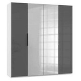 WIMEX Level 200 x 216 x 58 cm weiß/Grauglas mit Glas- und Spiegeltüren