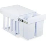 Relaxdays Einbaumülleimer, 4 Fächer, 4 x 8l, HBT: 35,1x34,3x48 cm, ausziehbar, Mülltrennsystem für Unterschrank, weiß