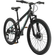 Bikestar Kinder Fahrrad Mountainbike 21 Gang Shimano, Scheibenbremse ab 8 Jahre | 24 Zoll Schwarz Schwarz 32 CM