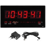 AUNMAS Wanduhr, 47x23x3cm Batteriebetriebene Wand-Digitaluhr Elektrische LED-Kalender-Wanduhr mit Nachtdunkelheit für Haus Schlafzimmer Büro(EU-Stecker 110-220V)