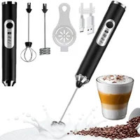 YOPOTIKA Milchaufschäumer Elektrisch,USB Melektrischer Schneebesen 3 Einstellbare Geschwindigkeiten Edelstahl für Kaffee Cappuccino Latte Heiße Schokolade