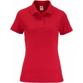 FRUIT OF THE LOOM "Lady-Fit Premium Polo", Damen, Gr. L (40), rot, Piqué, Obermaterial: 100% Baumwolle, unifarben, Basic, sehr figurbetont hüftbedeckend, Rundhals, Rippstrickbündchen, Shirts, Sommershirt, unifarben, aus reiner Baumwolle