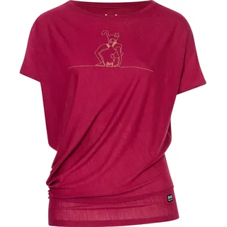 super.natural Damen Cat Yoga Loose T-Shirt (Größe M, rot)