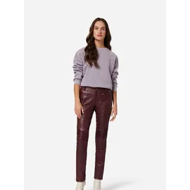 Ricano Donna Damen, Lederhose in Biker-Optik (Slim Fit/Regular Waist) – echtes (Premium) Ziegen Leder brombeer, L, - L