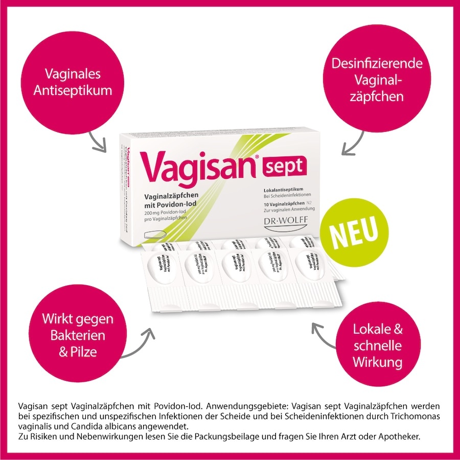 Vagisan sept Vaginalzäpfchen mit Povidon-Iod Wundheilung