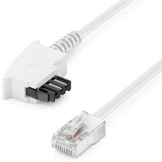 deleyCON 10m Routerkabel TAE-F auf RJ45 8P2C Anschlusskabel - Weiß