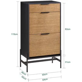 SoBuy Schuhkipper 64 x 115 x 40 cm schwarz / schwarz