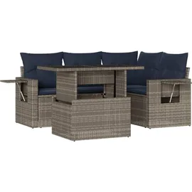 vidaXL Gartensofa-Set 5-tlg. grau Polyrattan
