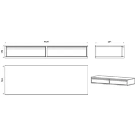 Selsey Schminktisch hängend mit 2 Schubladen, Graubeige, 110 cm -