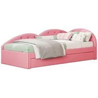 OKWISH Kinderbett Polsterbett Einzelbett Tagesbett Schlafsofa (ausgestattet mit ausziehbarem Bett, stilvoll und einfach, 90x200cm), ohne Matratze rosa