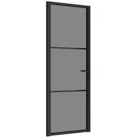 vidaXL Innentür 76x201,5 cm Schwarz ESG-Glas und Aluminium