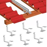 Solarmodul Halterung Dachhaken Verstellbar,Glasierte Fliesen Solarpanel Halterung Dachhalter Verstellbar Dachhalterung für Aufachmontage Solar PV,6 X Photovoltaik Seitenmontage Zubehör