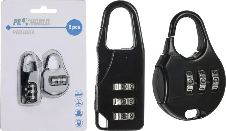 ProWorld Explorer Zahlenschloss-Set für Schubladenbox 4,3x3,5cm & 5,5x2cm Schwarz 2 Stück